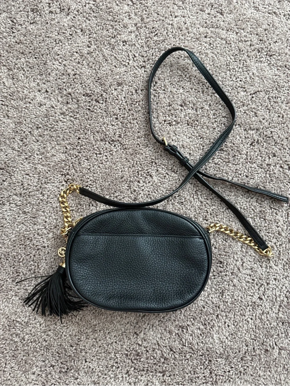 Michael Kors Black Leather Tassel Crossbody Bag